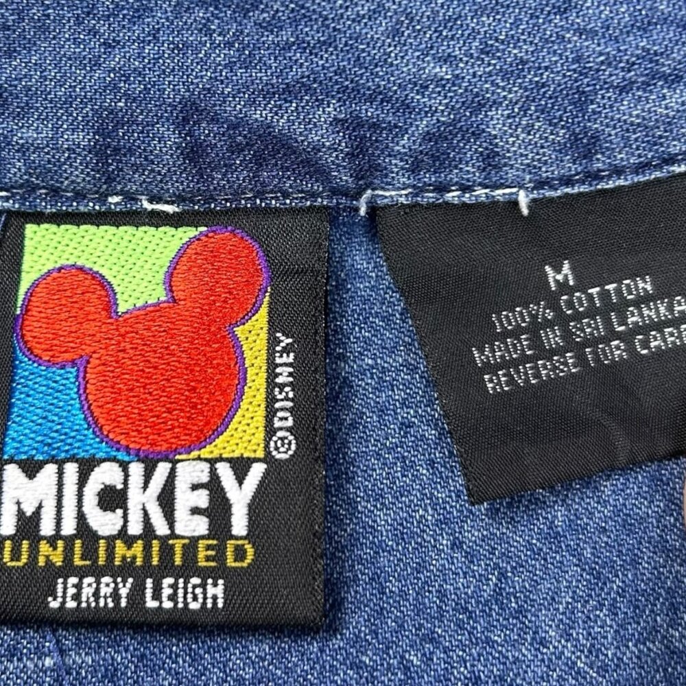 Vintage Mickey Jerry Leigh Mickey Mouse Woman's Denim Shirt Jacket Medium Zip - Picture 4 of 8